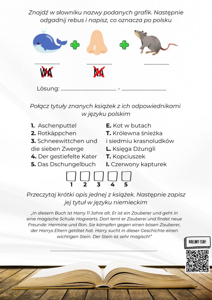 escape room na lekcje niemieckiego przykładowa karta pracy