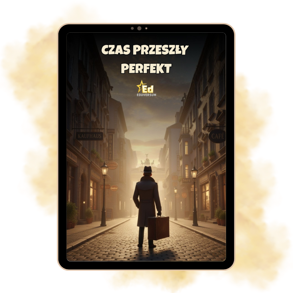 Grafika w formie tabletu czas przeszły perfekt