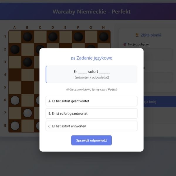 warcaby czas przeszły perfekt